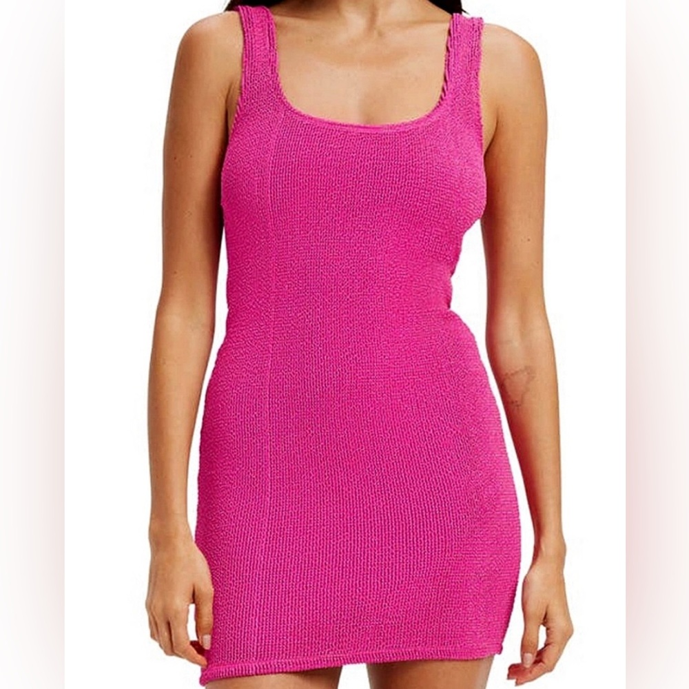 Good American metallic sculpt dress fuchsia nwt xxs/xs